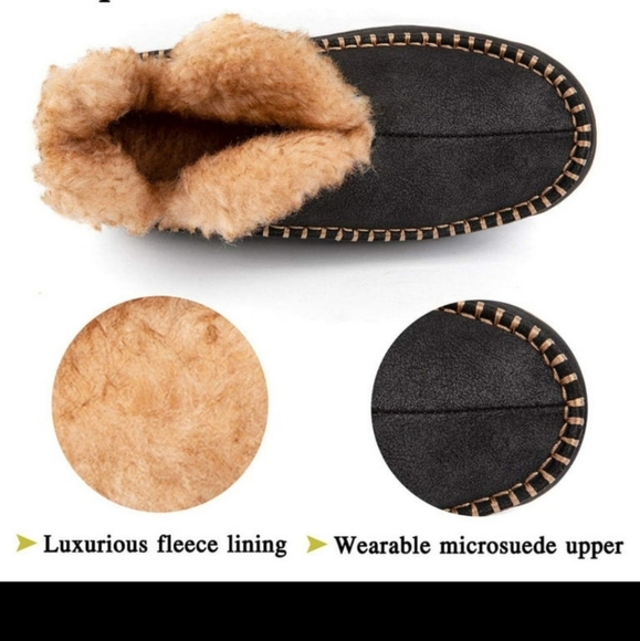 New. sz 9 RockDove Men's Moccasin Bootie memory foam insole/faux fur - Picture 5 of 8